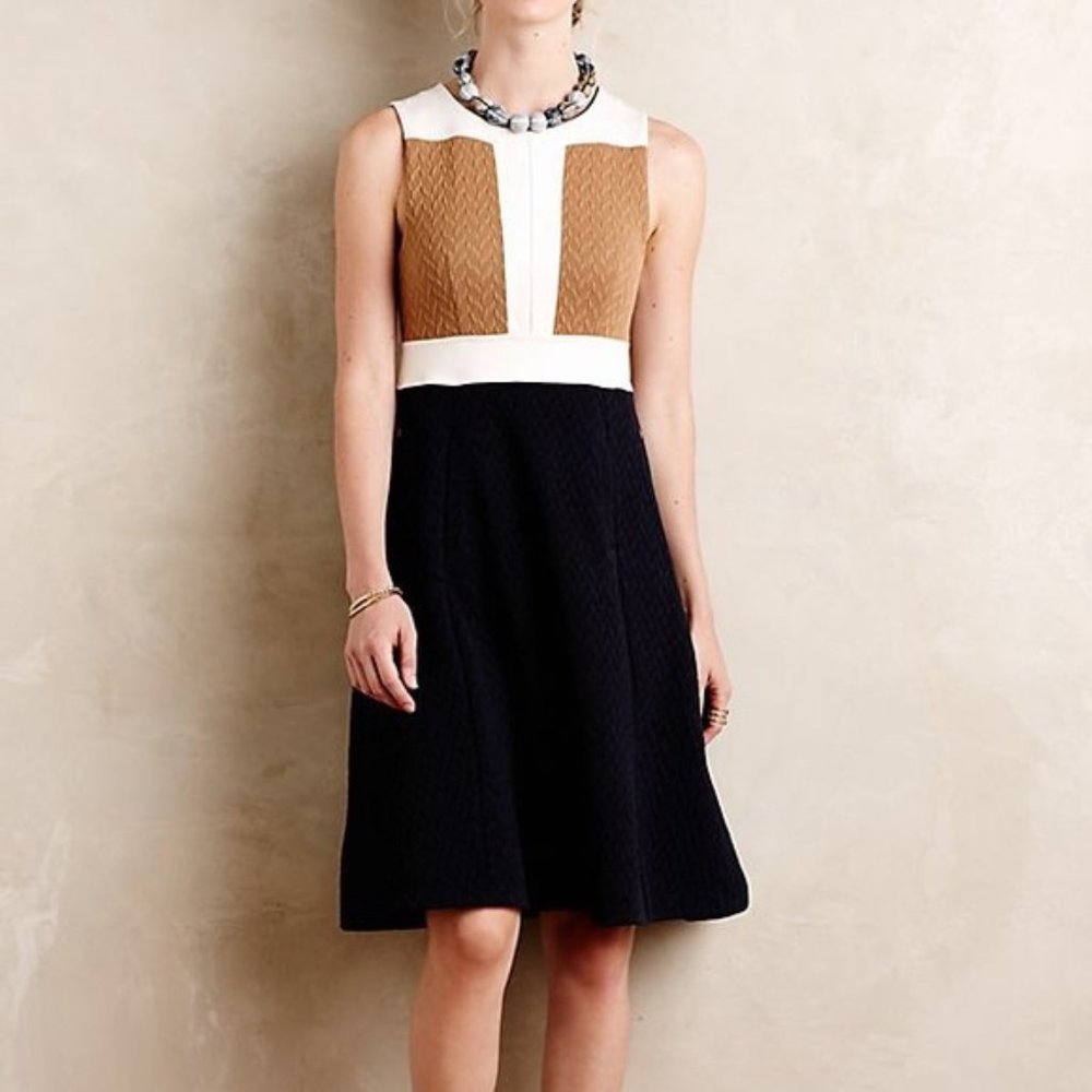 Anthropologie Maeve Navy Colorblock Cable Dress